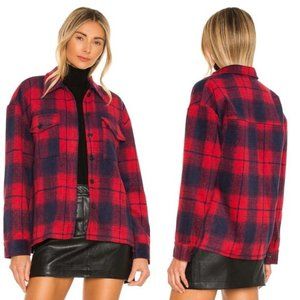 Amanda Uprichard Hollis Red Blue Checked Shirt Jacket XS